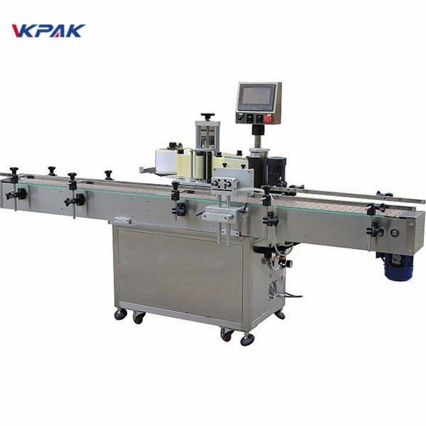 Ավտոմատ յուղի ուղղահայաց ինքնասոսնձվող կլոր շշերի պիտակավորման մեքենա